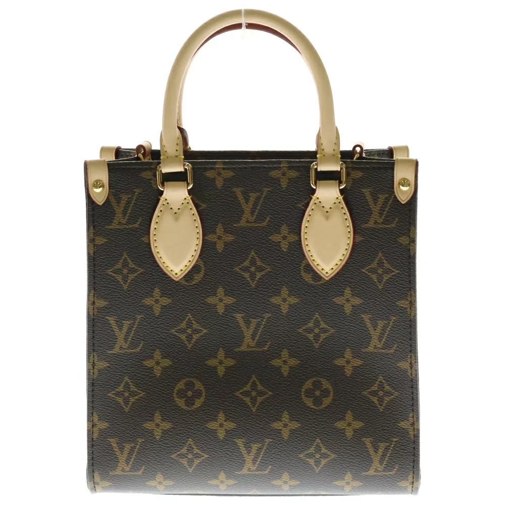 LOUIS VUITTON Monogram Sac Plat Leather Handbag Shoulder Bag Brown - Picture 2 of 6